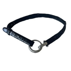 Brighton Knottingham  Black leather belt silver o-ring size 32 vintage 90's Y2K